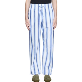 테클라 Tekla Blue & White Poplin Pyjama Pants 222482M218008