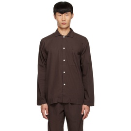 테클라 Tekla Brown Organic Cotton Pyjama Shirt 222482M218036