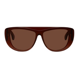알라이아 ALAIA Brown Oversized Mask Sunglasses 222483F005009
