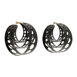 알라이아 ALAIA Black Medium Metallic Hoop Earrings 222483F022000