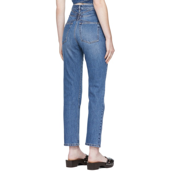  알라이아 ALAIA Blue High-Waist Straight Jeans 222483F069000