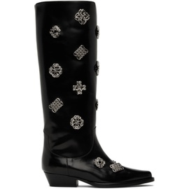 토가 풀라 토가 Toga Pulla SSENSE Exclusive Black Leather Embellished Tall Boots 222492F115003
