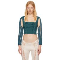 Isa Boulder SSENSE Exclusive Blue Minicable Gloves 222541F012014