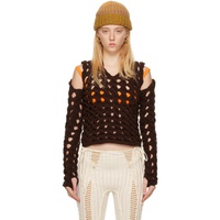 Isa Boulder SSENSE Exclusive Brown Fatcable Sweater 222541F096014