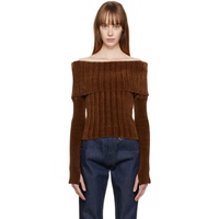 자크뮈스 Jacquemus Brown Off-The-Shoulder Sweater 222553F096014