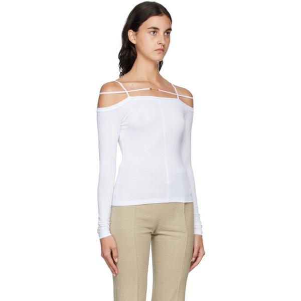  자크뮈스 JACQUEMUS White Le Papier Le T-Shirt Sierra Long Sleeve T-Shirt 222553F110031