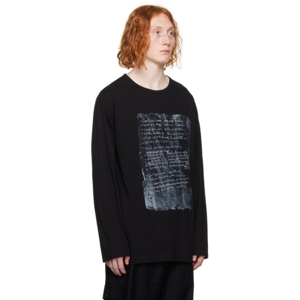  요지 야마모토 YOHJI YAMAMOTO Black Graphic Long Sleeve T-Shirt 222573M213010