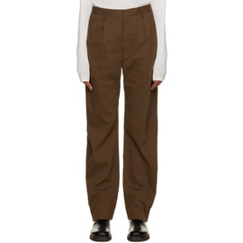 르메르 LEMAIRE Brown Pleated Trousers 222646F087003