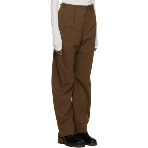  르메르 LEMAIRE Brown Pleated Trousers 222646F087003