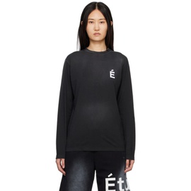 EEtudes SSENSE Exclusive Black Embroidered Long Sleeve T-Shirt 222647F110000