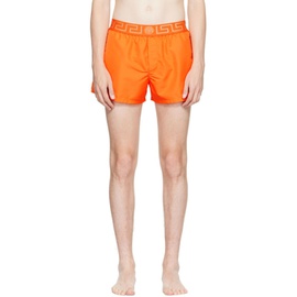 베르사체 언더웨어 베르사체 Versace Underwear Orange Greca Swim Shorts 222653M208022