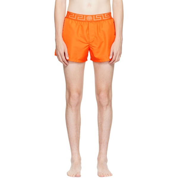 베르사체 베르사체 언더웨어 베르사체 Versace Underwear Orange Greca Swim Shorts 222653M208022