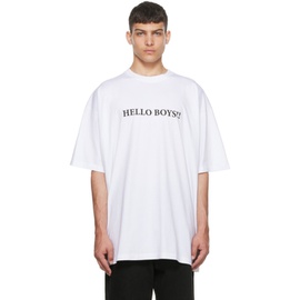 베트멍 VETEMENTS White Hello Boys T- Shirt 222669M213040
