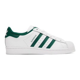 아디다스 오리지널 Adidas Originals White & Green Superstar Sneakers 222751F128046