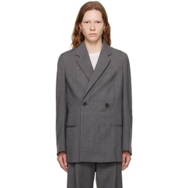 Toteme Gray Double-Breasted Blazer 222771F057004