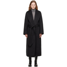 Toteme Gray Pinstripe Robe Coat 222771F059008
