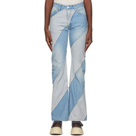 퍼버즈 PERVERZE SSENSE Exclusive Blue Nano Mist Denim-Bias Line Jeans 222771F069009