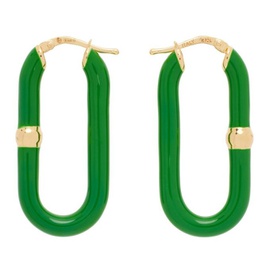 보테가 베네타 Bottega Veneta Gold & Green Long Hoop Earrings 222798F022022