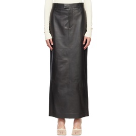 보테가 베네타 Bottega Veneta Black Leather Maxi Skirt 222798F093000