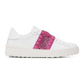 발렌티노 Valentino Garavani White & Pink Rockstud Untitled Sneakers 222807F128020