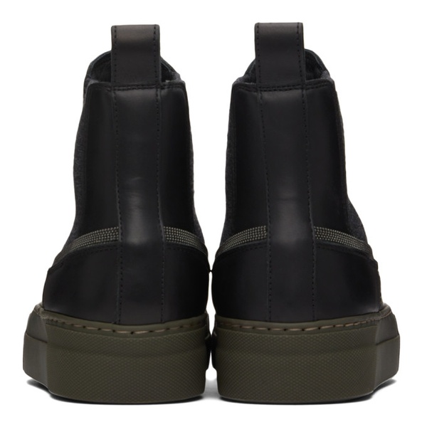  브루넬로 쿠치넬리 Brunello Cucinelli Black Leather Ankle Boots 222887F113003