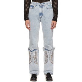 와이프로젝트 Y/Project SSENSE Exclusive Blue Cowboy Cuff Wide Jeans 222893M186026