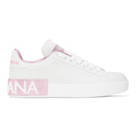 Dolce&Gabbana White & Pink Portofino Sneakers 231003F128002