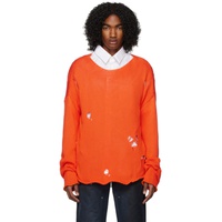 424 Orange Distressed Sweater 231010M201001