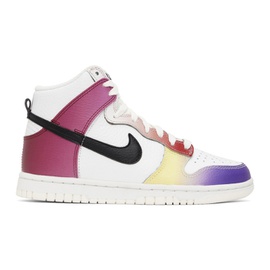 Nike White & Purple Dunk High Sneakers 231011F127024