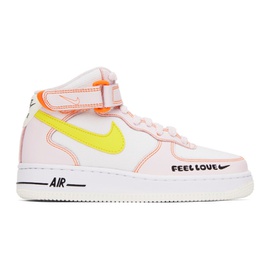 Nike White & Pink Air Force 1 07 Mid Sneakers 231011F127037