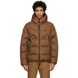 Nike Brown Quilted Puffer Jacket 231011M178003