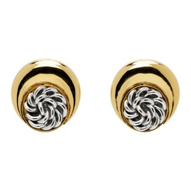 마린 세르 Marine Serre Gold & Silver Regenerated Buttons Moon Earrings 231020F022001