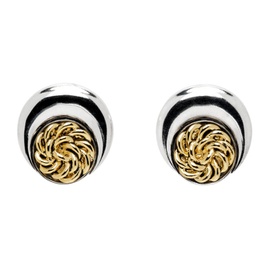 마린 세르 Marine Serre Silver & Gold Regenerated Buttons Moon Earrings 231020M144000
