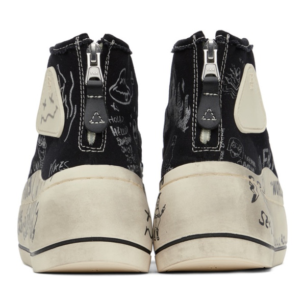  알썰틴 R13 Black & White Double Grommet Kurt Sneakers 231021F127000