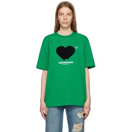 아더에러 ADER error Green Flocked T-Shirt 231039F110025