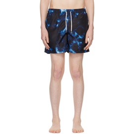 Bather Navy Shibori Ne-Maki Swim Shorts 231059M208016
