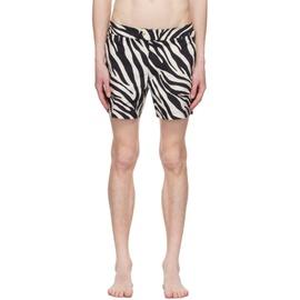 톰포드 TOM FORD Black & Beige Zebra Swim Shorts 231076M193006