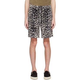 톰포드 TOM FORD Black & Beige Leopard Shorts 231076M193014