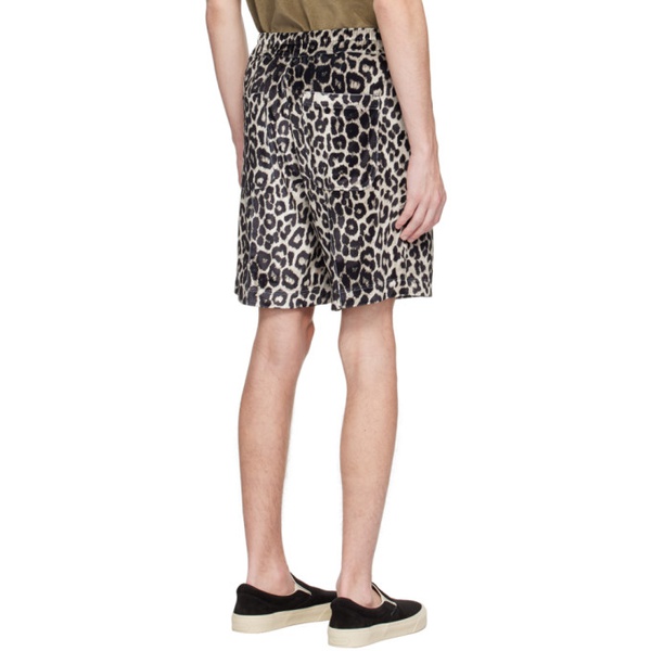 톰포드 톰포드 TOM FORD Black & Beige Leopard Shorts 231076M193014