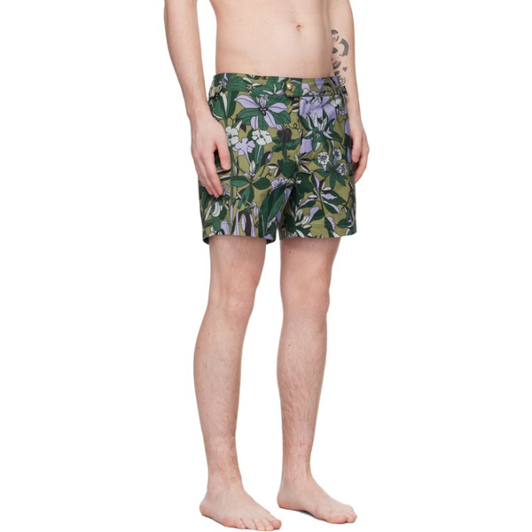 톰포드 톰포드 TOM FORD Green Floral Swim Shorts 231076M208001