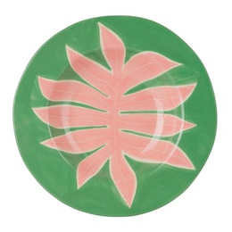 Laetitia Rouget Green & Pink Leaf Dinner Plate 231082M798010