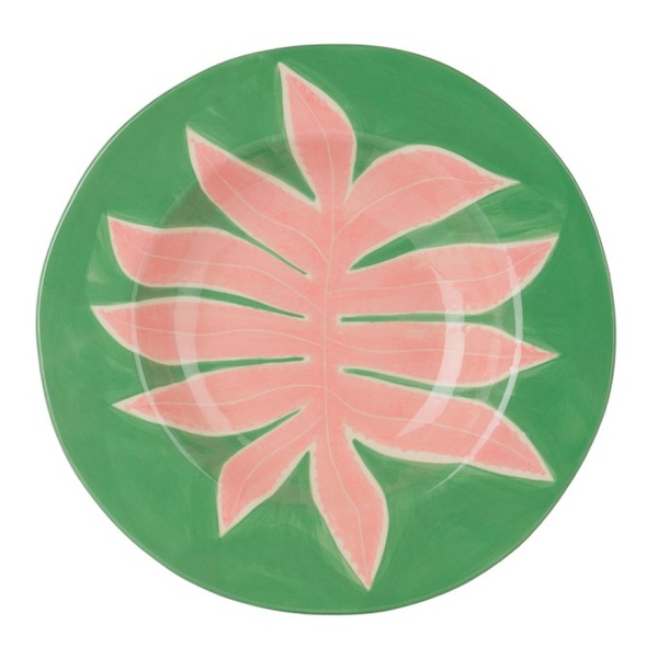  Laetitia Rouget Green & Pink Leaf Dinner Plate 231082M798010