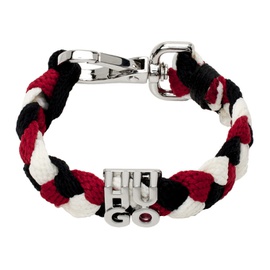 휴고 Hugo Red & Black Stacked Logo Bracelet 231084M142002