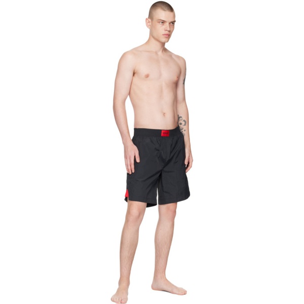  휴고 Hugo Black Patch Swim Shorts 231084M208027