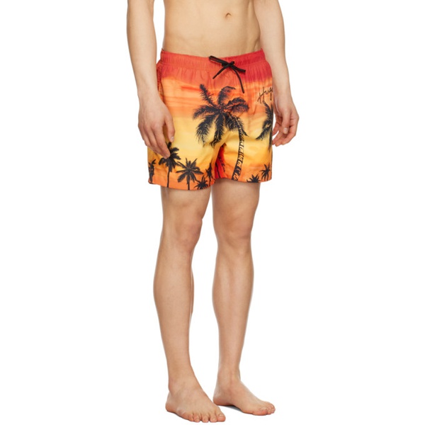  휴고 Hugo Orange Graphic Swim Shorts 231084M208031