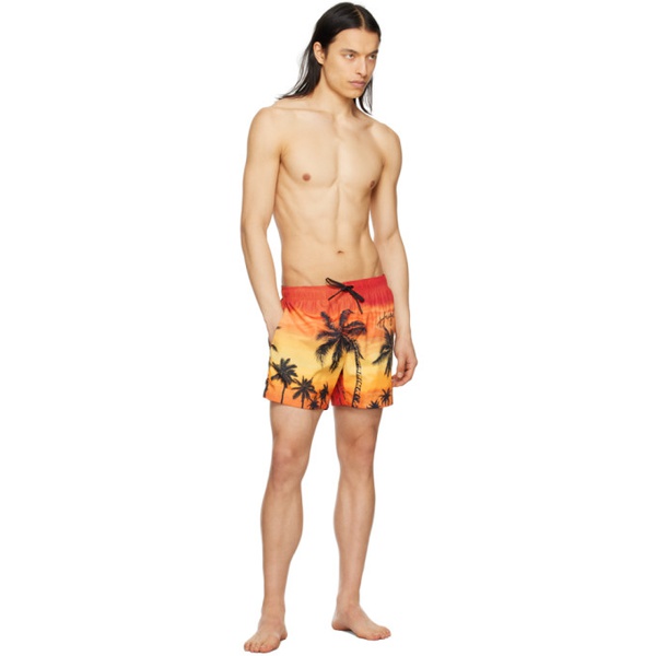  휴고 Hugo Orange Graphic Swim Shorts 231084M208031