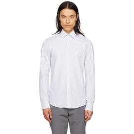 BOSS White & Gray Striped Shirt 231085M192033