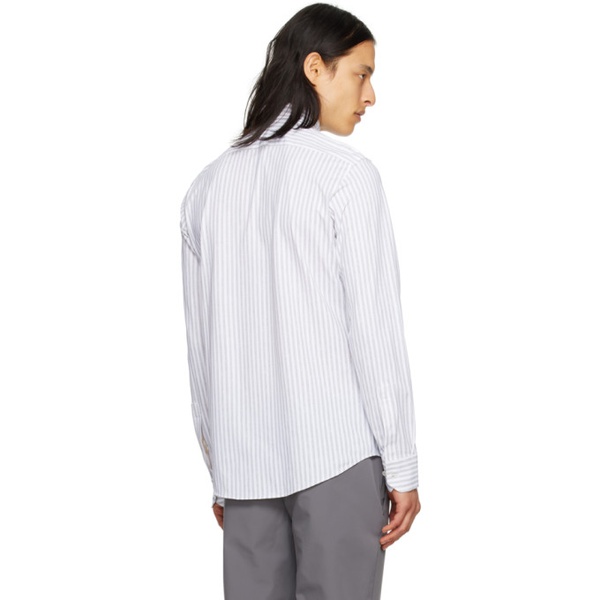 BOSS White & Gray Striped Shirt 231085M192033