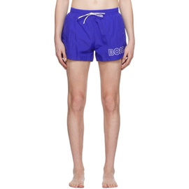 BOSS Blue Printed Swim Shorts 231085M208009