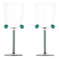 Maison Balzac Blue & Gray Pompom Wine Glass Set 231104M800007